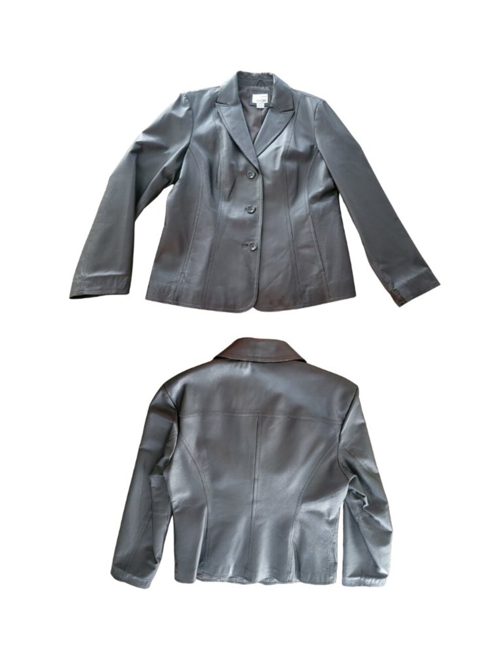 East 5th Brown Leather Collared 3 Button Blazer/Jacket - Picture 3 of 13